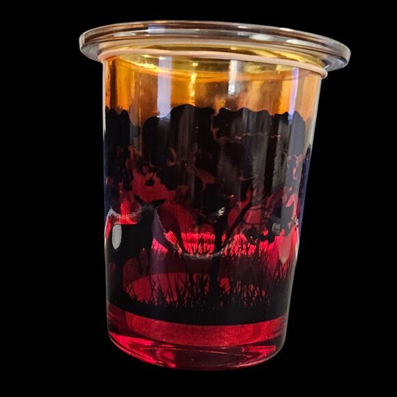 PartyLite 2013 Frosted Glass Votive Holder with Inner Kangaroo Sunset Scene - Picture 5 of 9